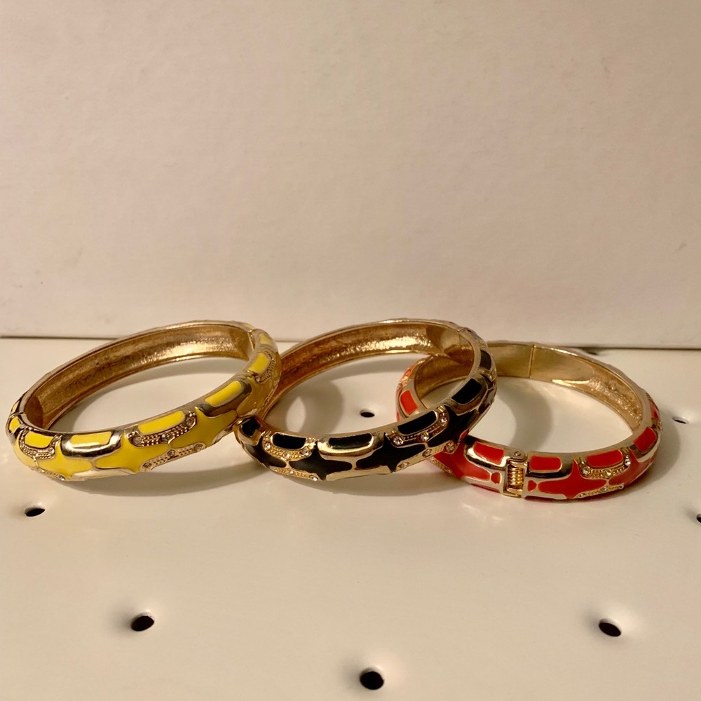 Three Stackable Diamond Studded Hinged Bangles - image 2